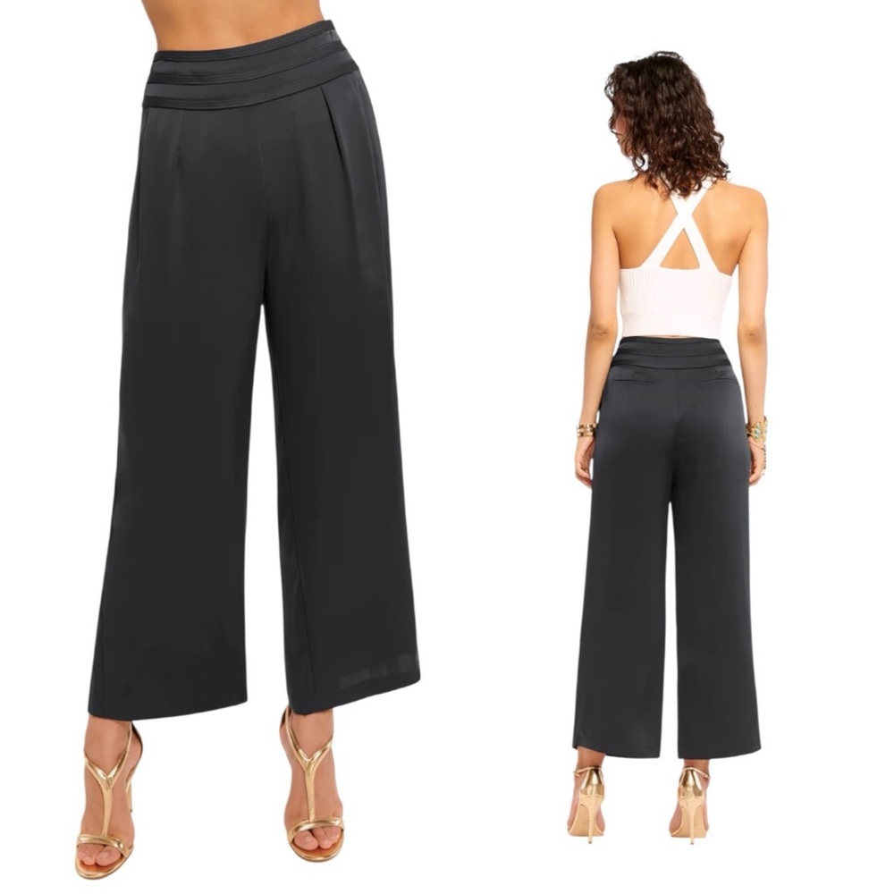 Ramy Brook Joss Satin Cropped Wide Leg Pant